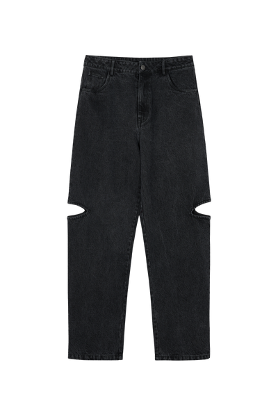 Denim Pants Black Cut Out Petite
