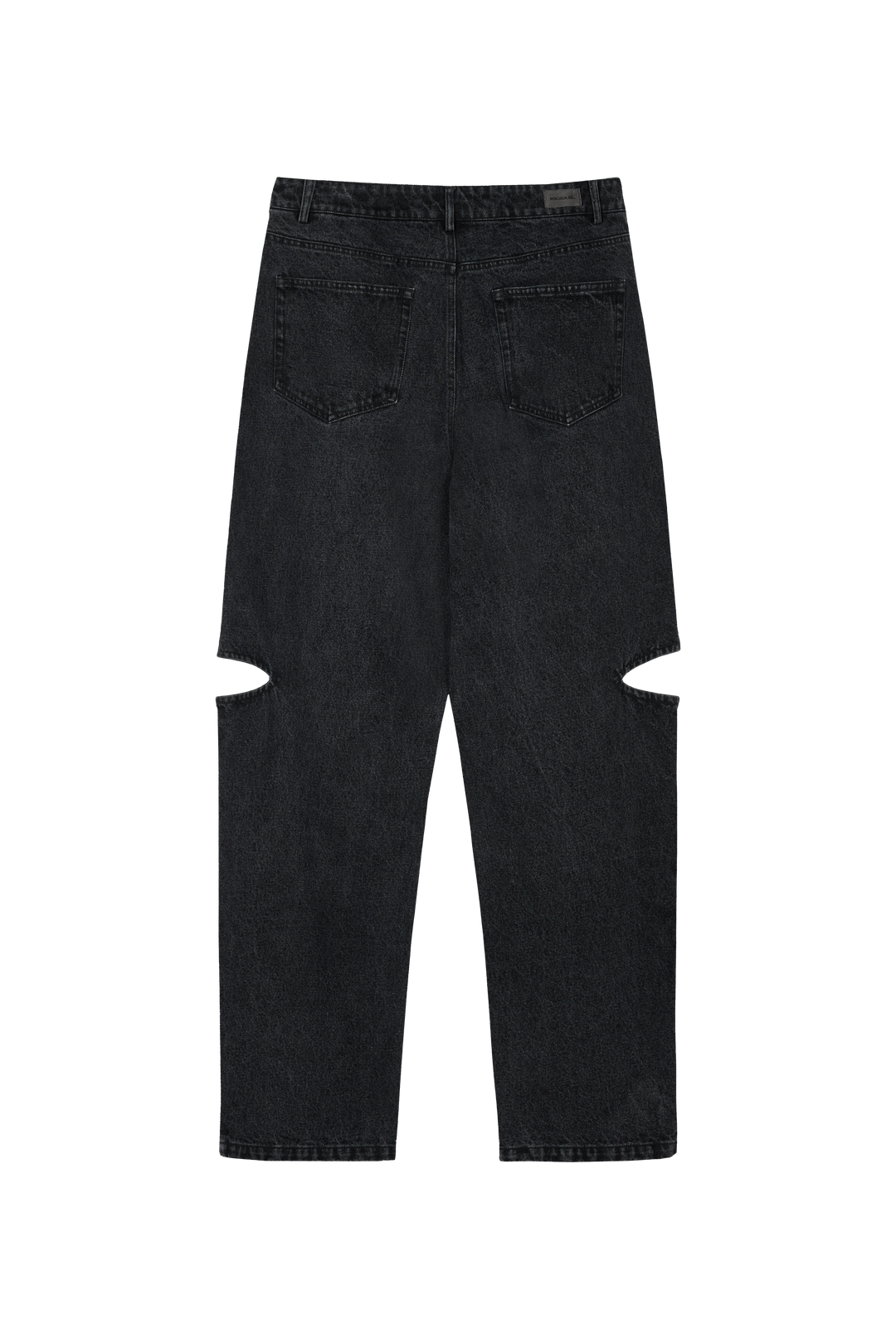 Produktaufnahme: Rückansicht schwarze Jeans mit Cut-Out Details aus der Welcome Blakk Collection