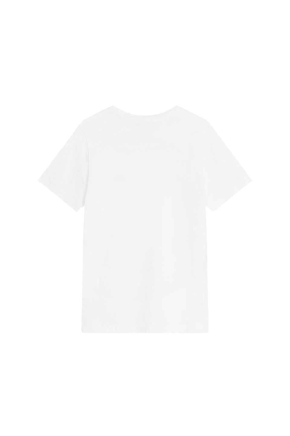 T-Shirt Soft White Freisteller, Rückenansicht, weißes Basic-Shirt, fitted Passform, angeraute Baumwollware