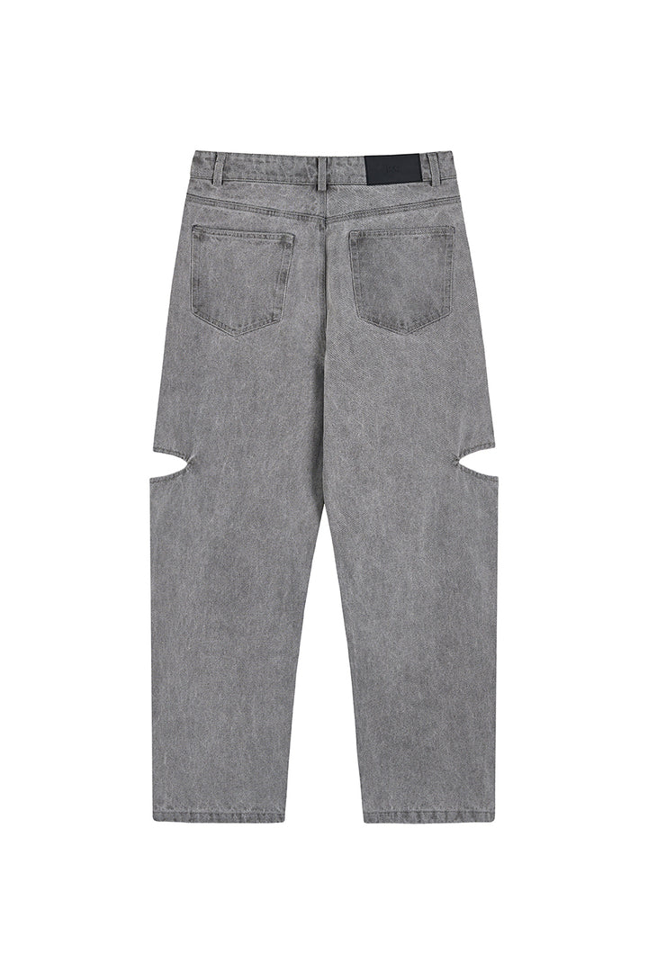 Produktaufnahme: Graue Jeans mit Cut-Out Details, Rückansicht aus The Tour 25 Collection