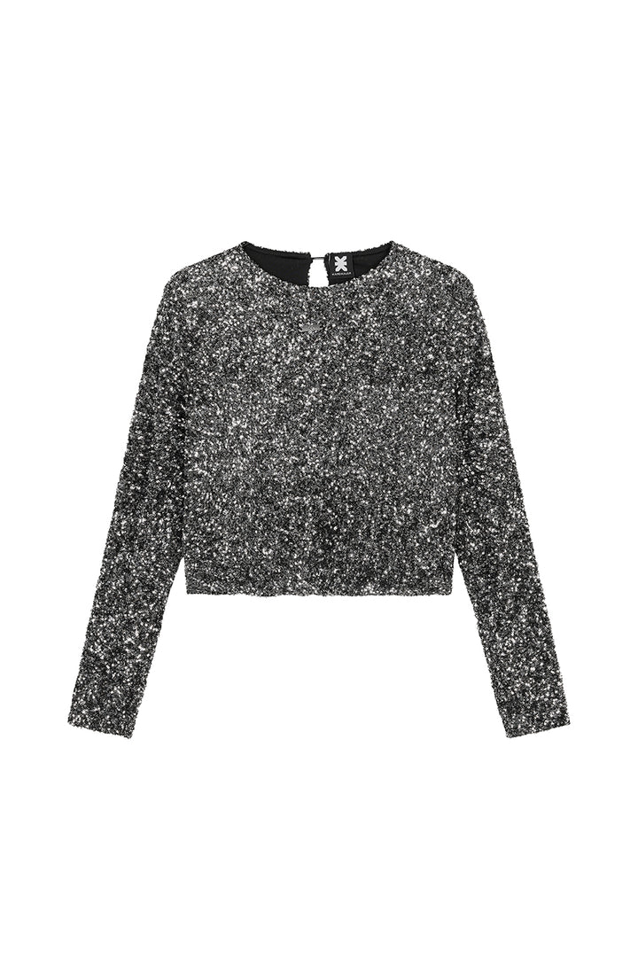 Longsleeve Sequins Silver - Karo Kauer Label