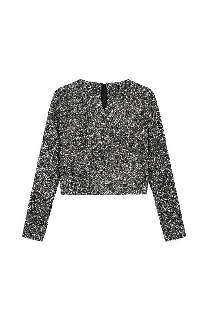 Longsleeve Sequins Silver - Karo Kauer Label