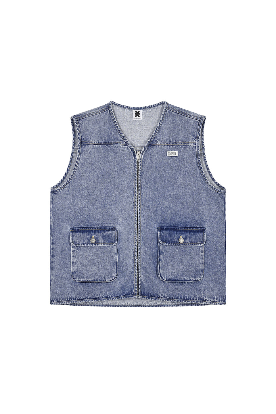 Denim Zipper Vest Blue