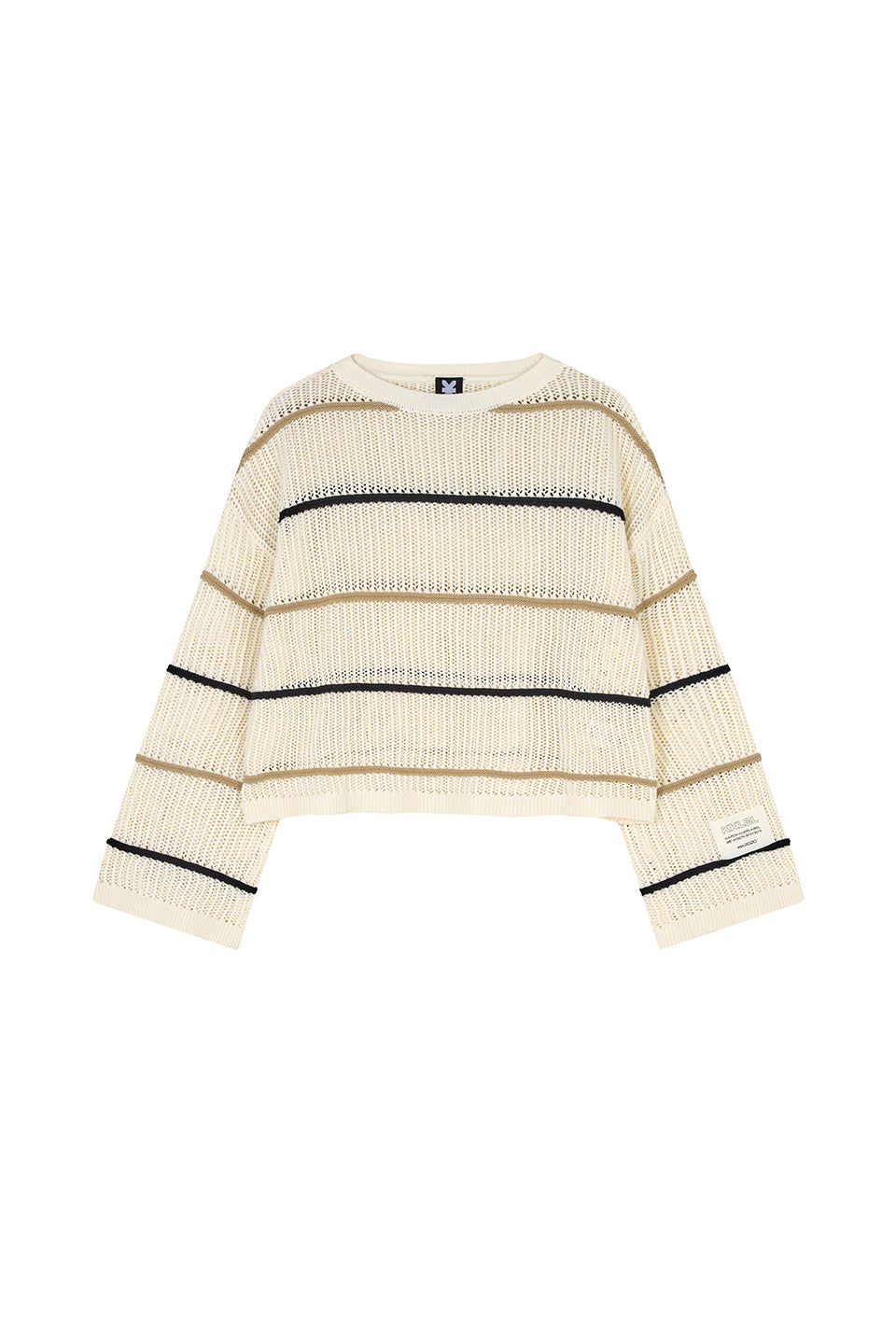 Knit Sweater Striped Beige