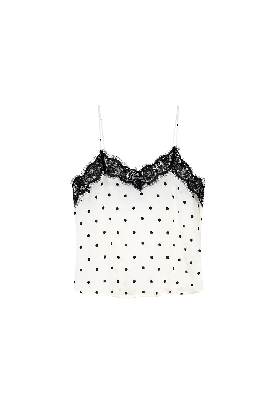 Satin Lace Top Dots Offwhite
