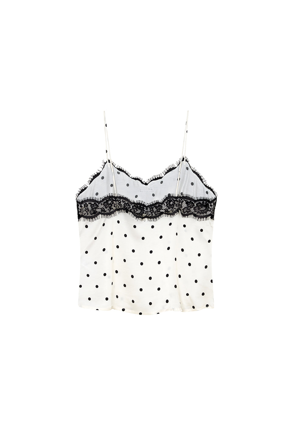 Satin Lace Top Dots Offwhite