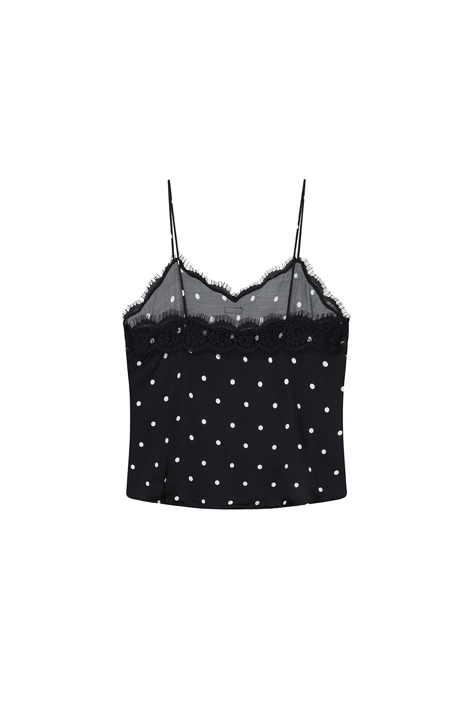 Satin Lace Top Dots Black