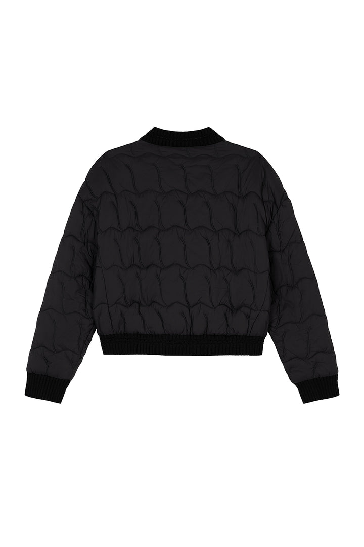 Puffer Bomber Jacket Black