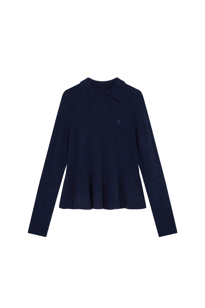 Knit Peplum Sweater Royal Blue