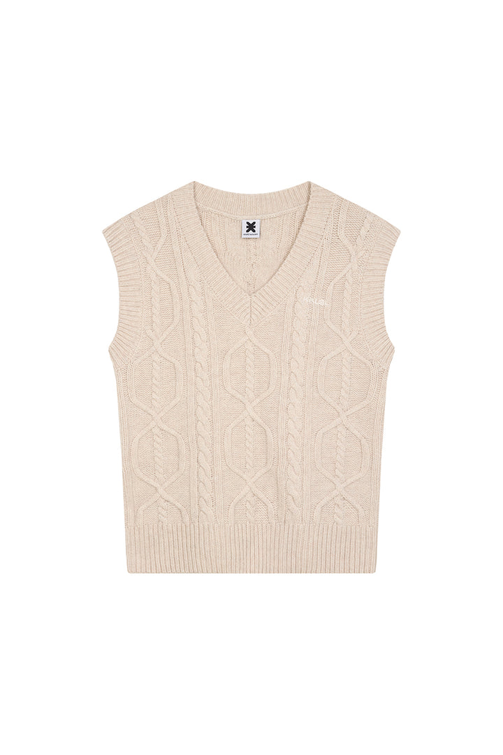 Knit Vest Beige Melange