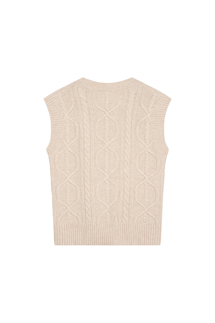 Knit Vest Beige Melange