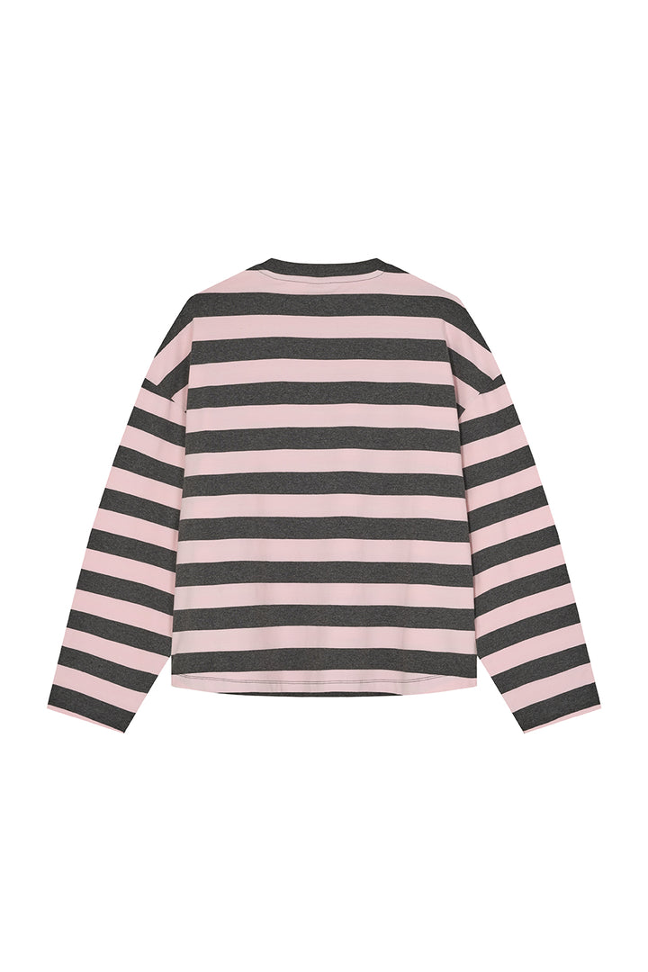 Pyjama Set Striped, Freisteller Rückenansicht, Longsleeve mit überschnittenen Schultern im lässigen Schnitt