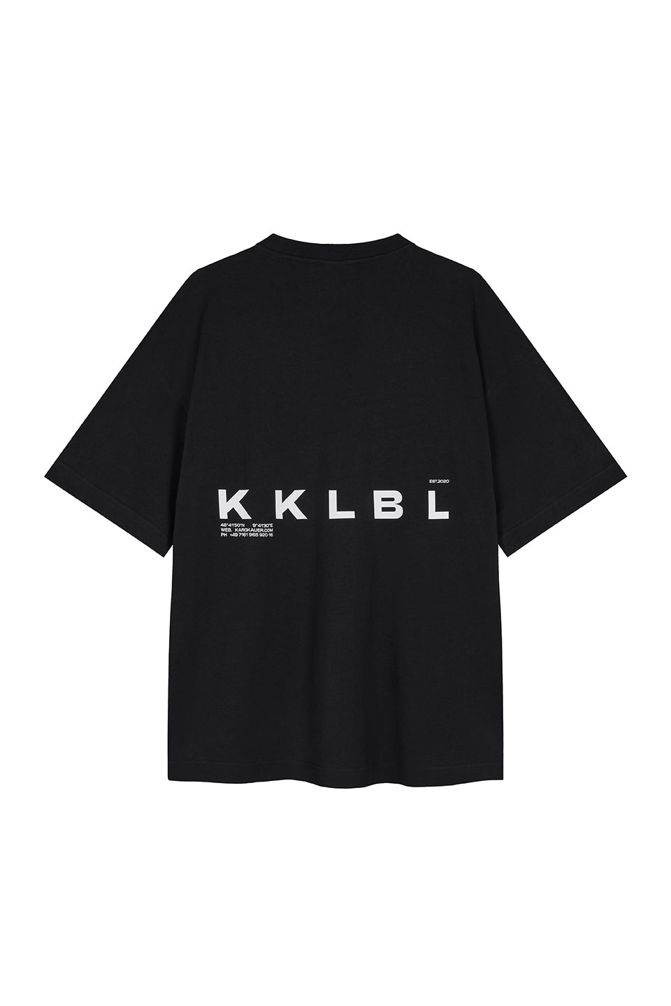 Core T-Shirt Black, Freisteller Rückenansicht, großer KKLBL-Rückenprint, gerade geschnitten und oversized