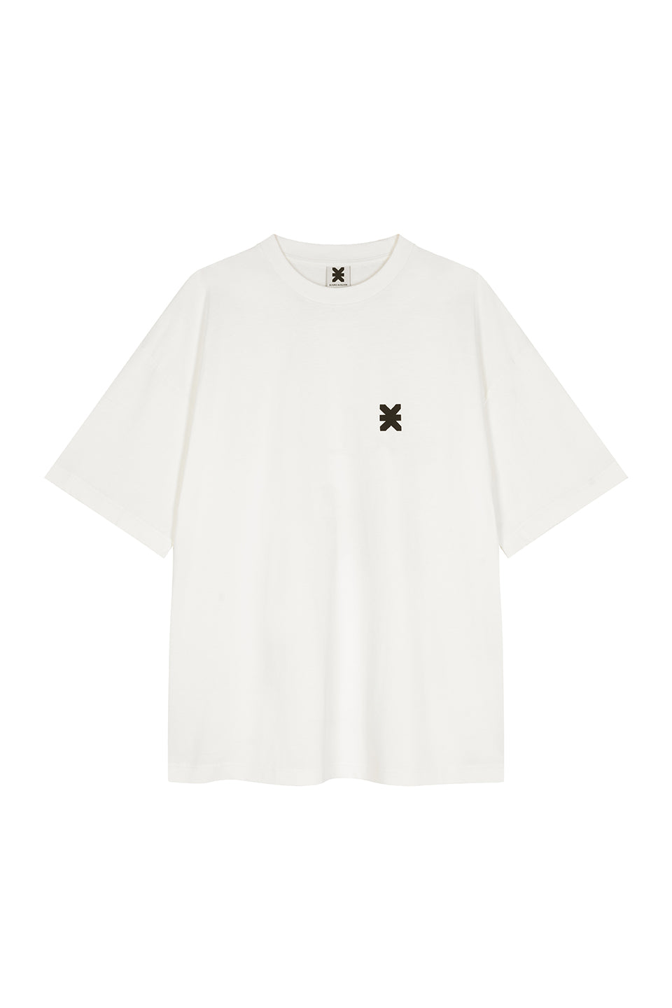 Core T-Shirt Logo Offwhite, Freisteller frontal, kleiner Logo-Print vorne, Halsbündchen und gerader Schnitt