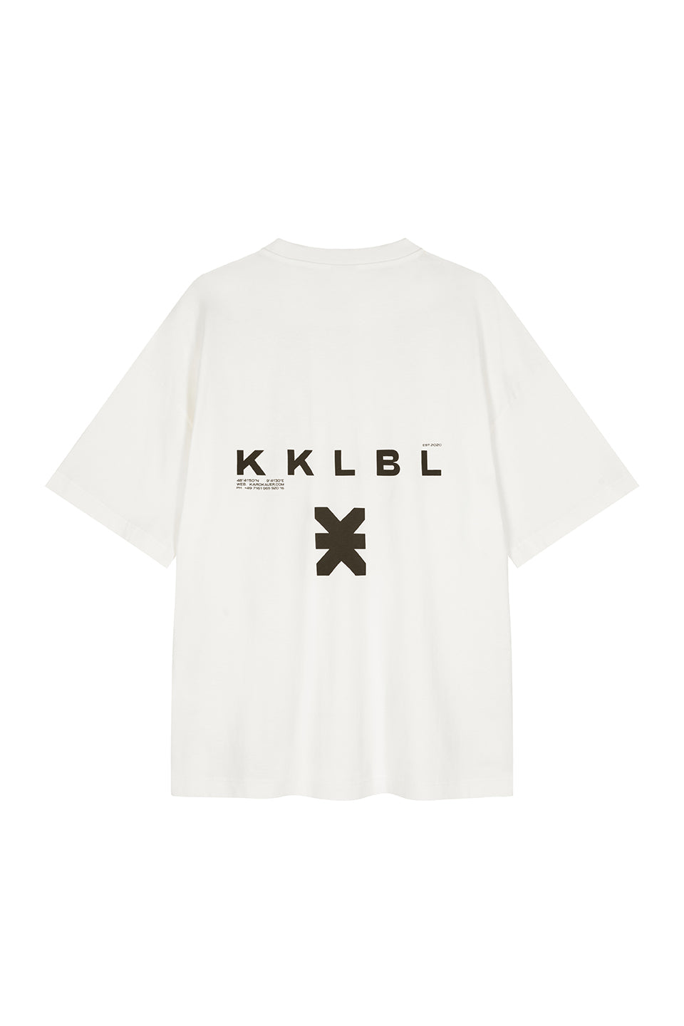 Core T-Shirt Logo Offwhite, Freisteller Rückenansicht, KKLBL- und Logo-Print mit Carbon-Wash-Finish