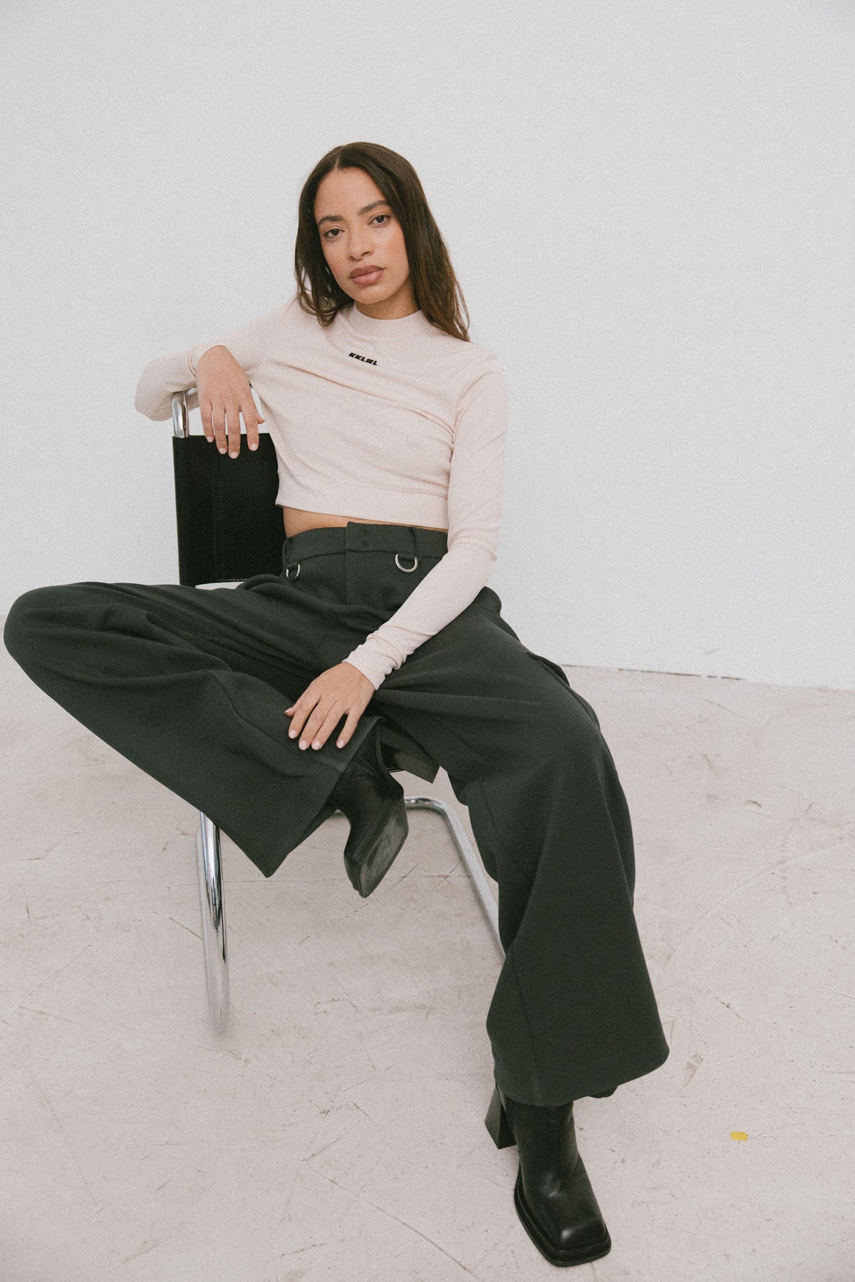 Karo Kauer Cropped Shirt White Pearl