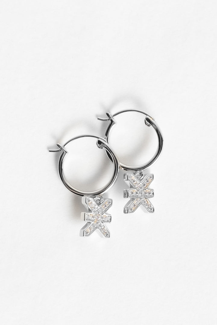 Logo Hoops Sparkle Silver