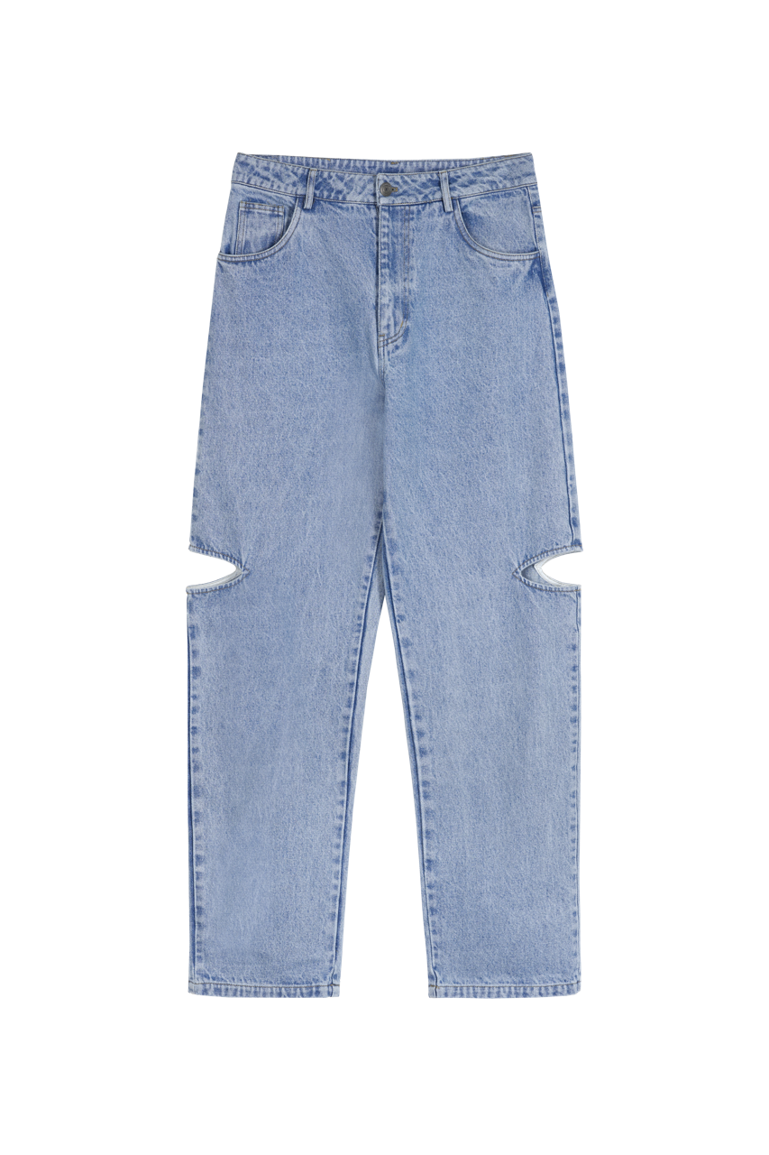 PRE-ORDER: Denim Pants Blue Cut Out Petite