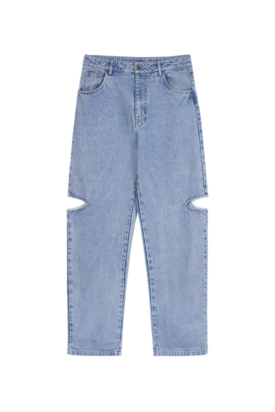 PRE-ORDER: Denim Pants Blue Cut Out Petite