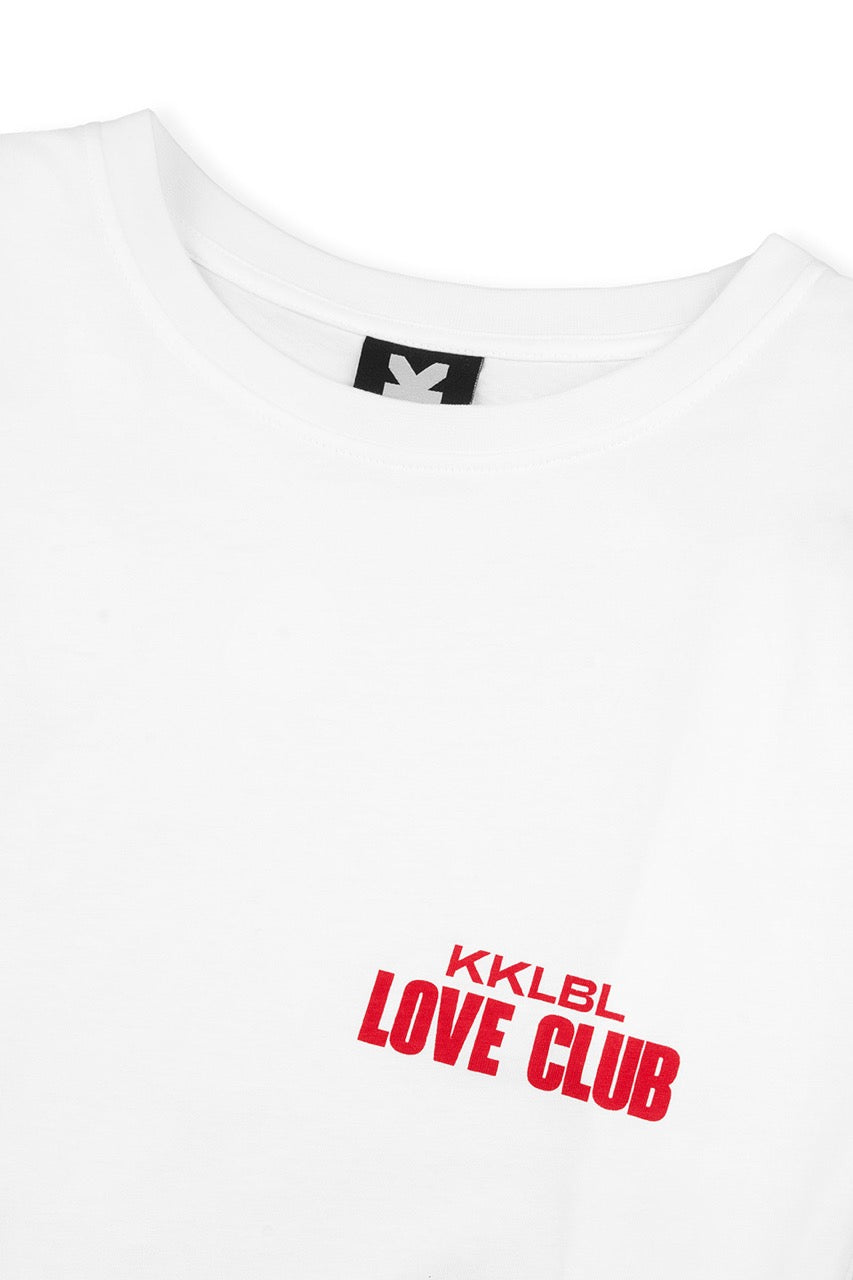 Tanktop Love Club, Detailfreisteller Love Club Print in Rot mit KKLBL-Schriftzug auf weißem Tanktop