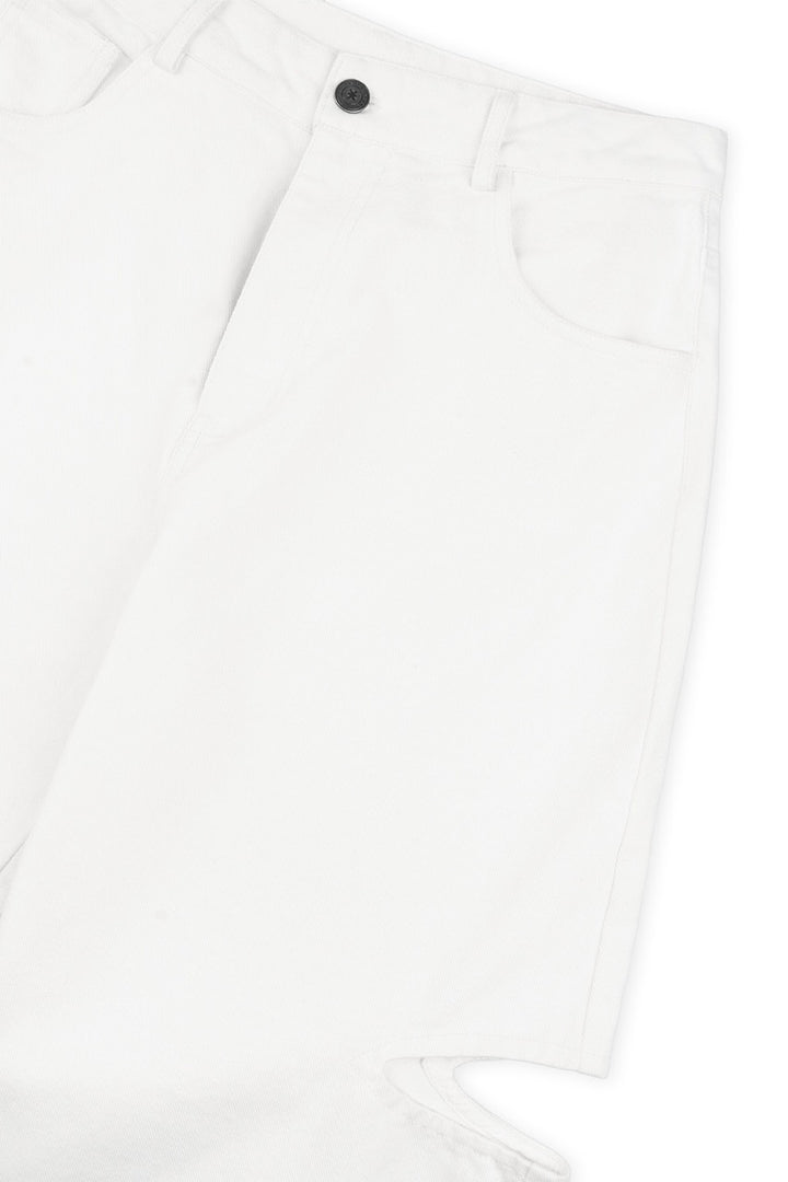 Denim Pants Cut Out Offwhite, Detailfreisteller Cut-Out auf Kniehöhe, offwhite Denim, 5-Pocket-Style