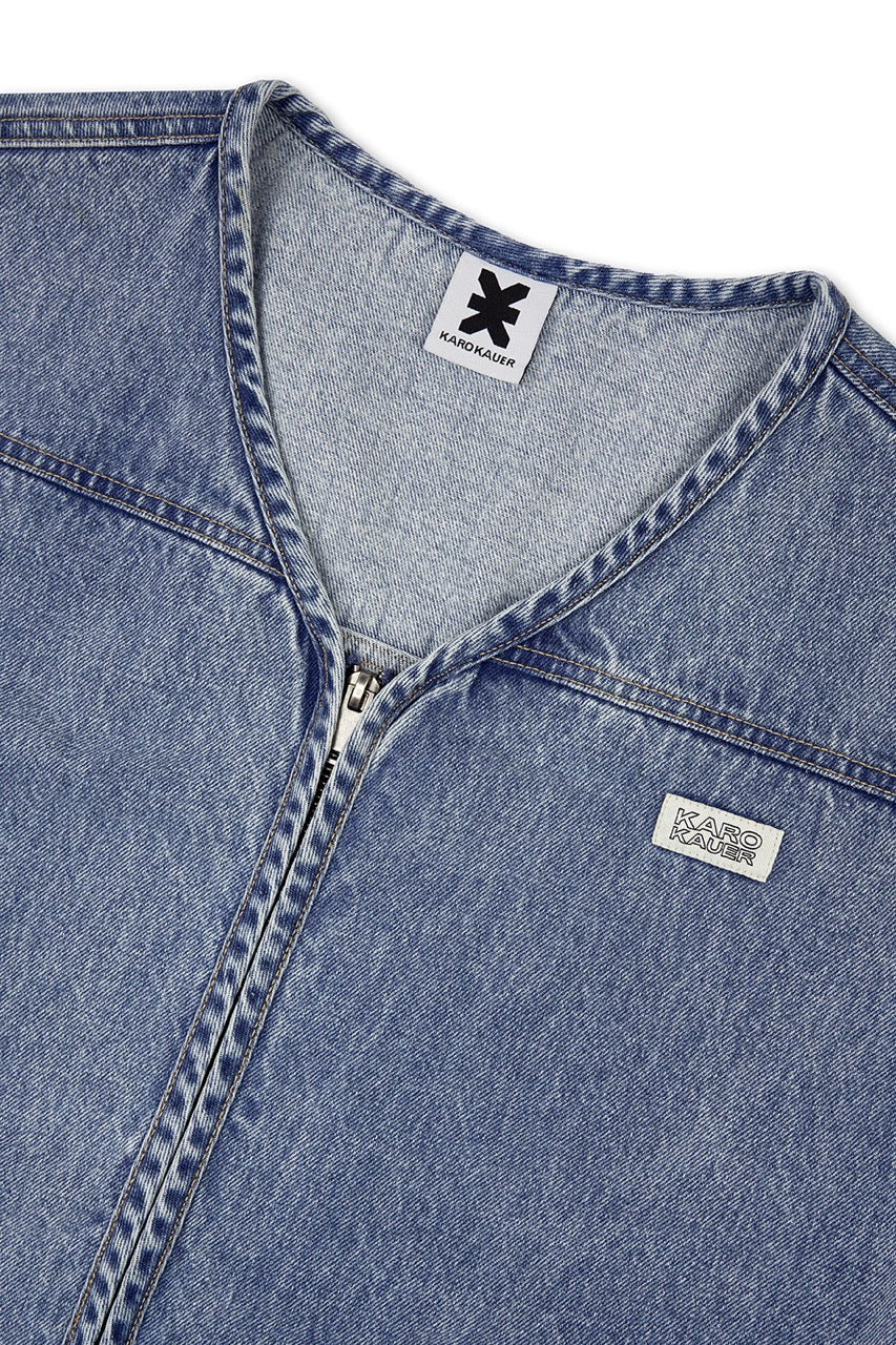 Denim Zipper Vest Blue