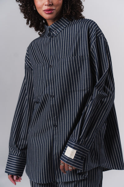 Woven Blouse Striped Navy