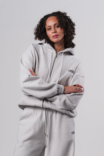 Zipped Hoodie Light Grey