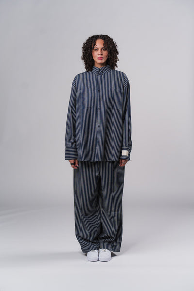 Woven Pants Striped Navy