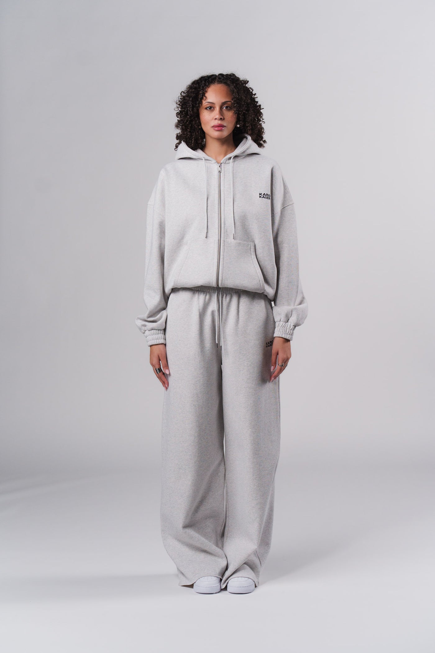 Wide Leg Jogger Pants Light Grey