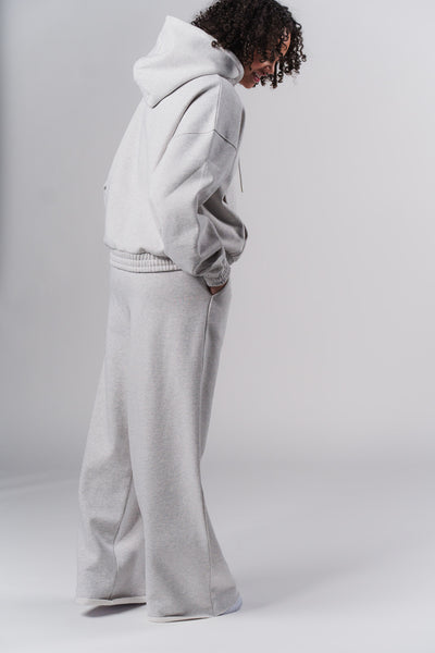 Wide Leg Jogger Pants Light Grey