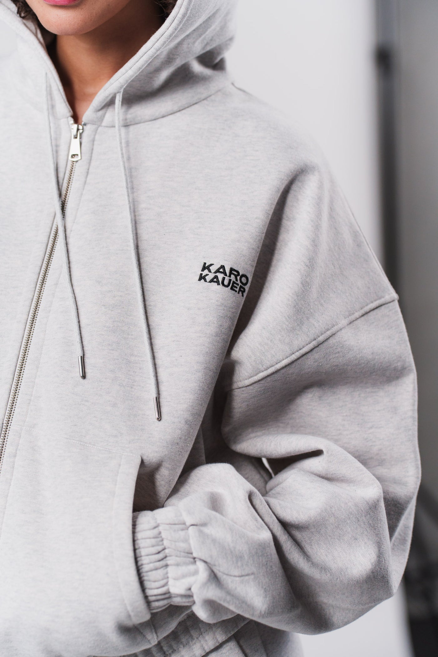 Zipped Hoodie Light Grey