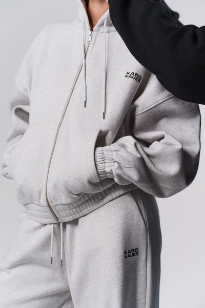 Zipped Hoodie Light Grey