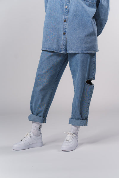 Denim Pants Blue Cut Out