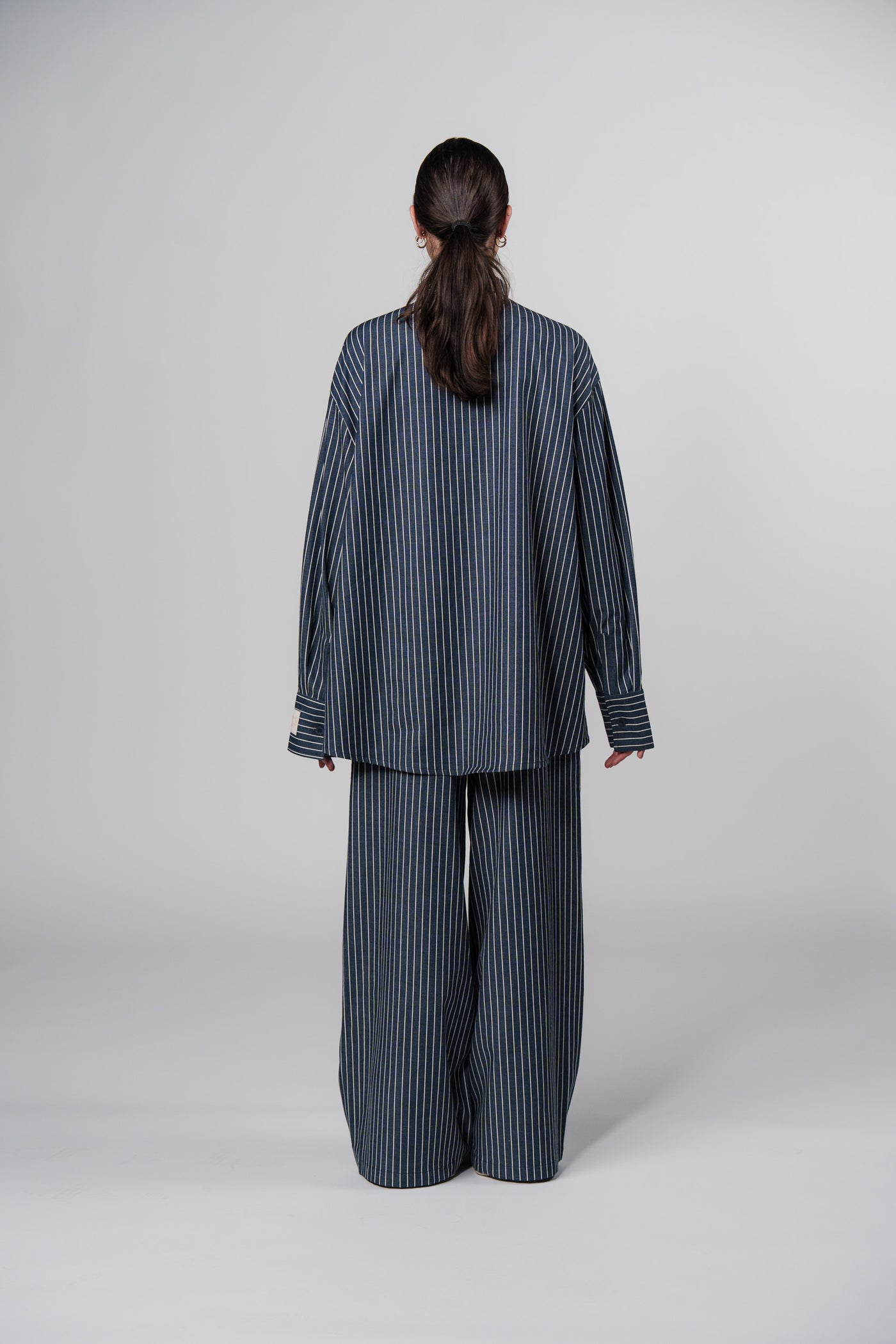 Woven Blouse Striped Navy