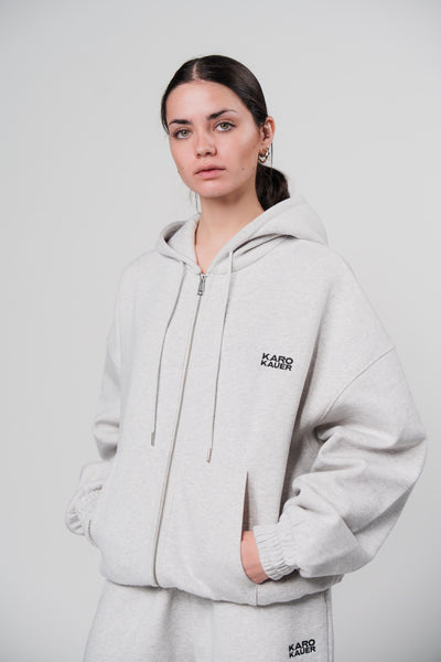 Zipped Hoodie Light Grey