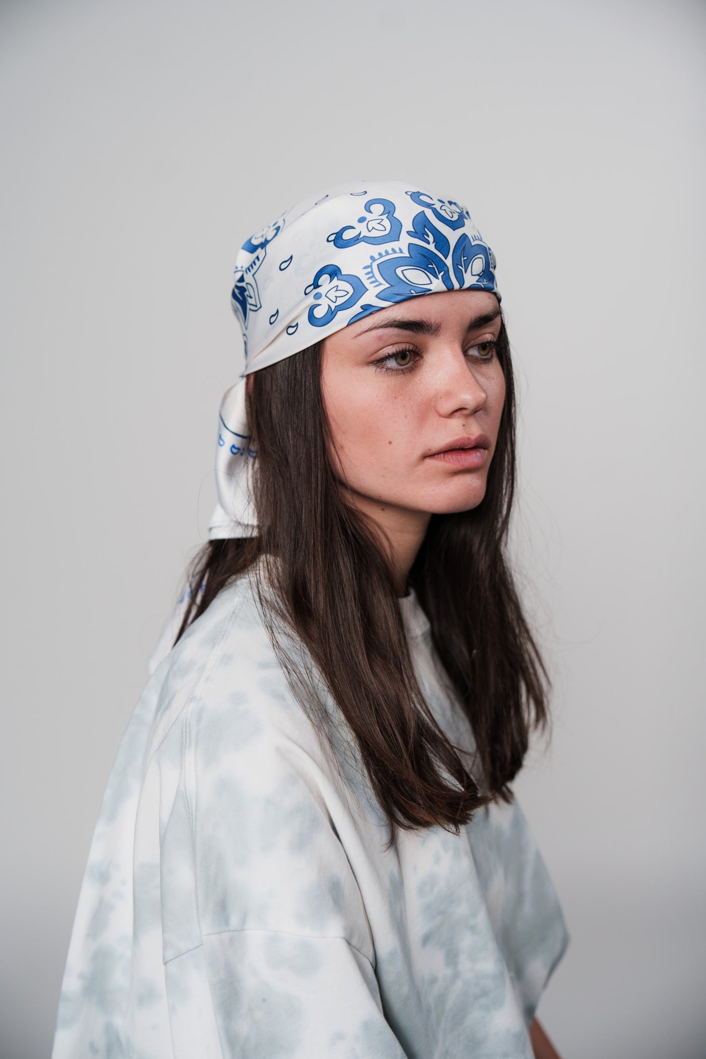 Silk Scarf Navy Sand