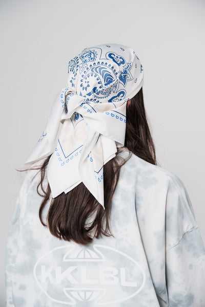 Silk Scarf Navy Sand