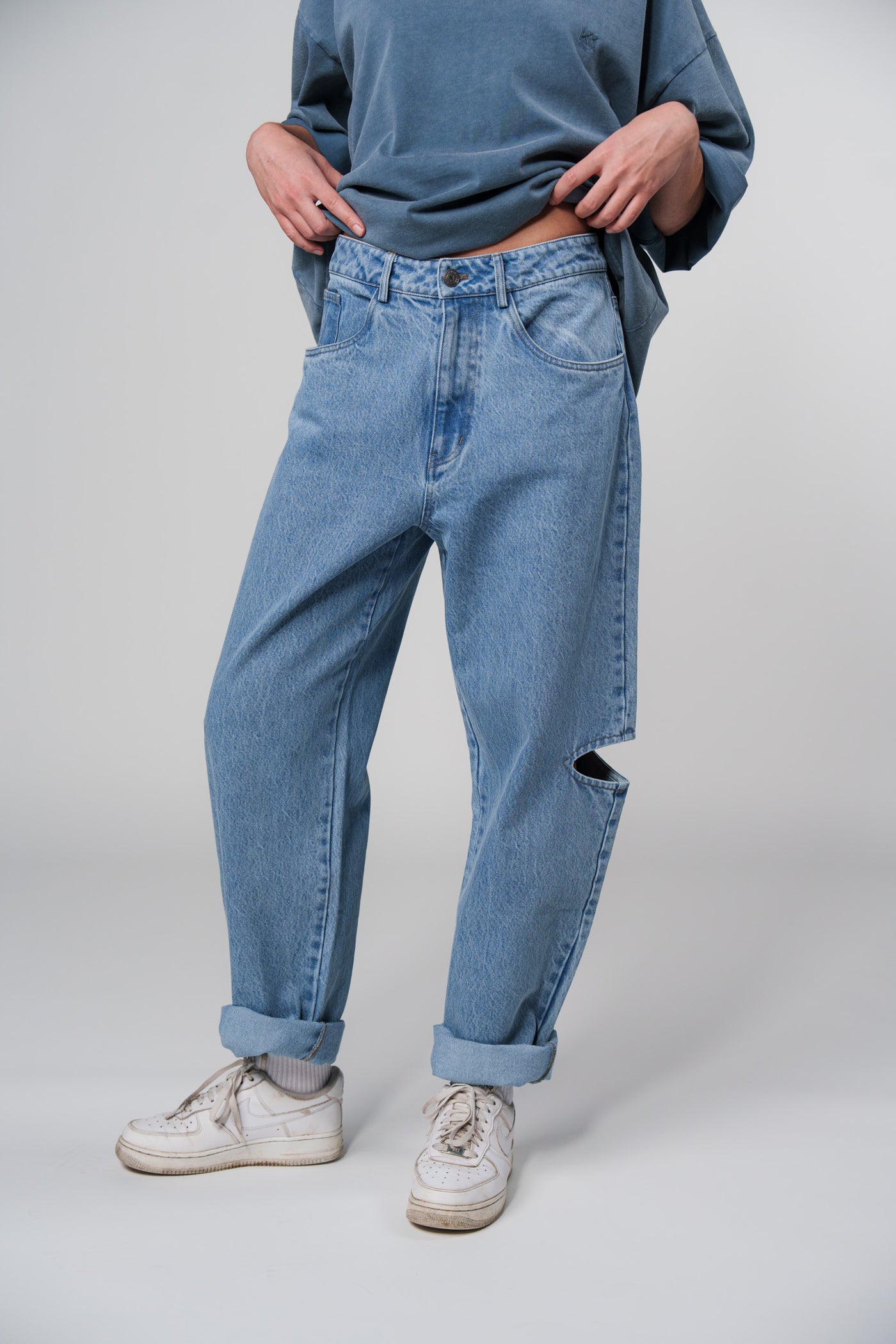 Denim Pants Blue Cut Out