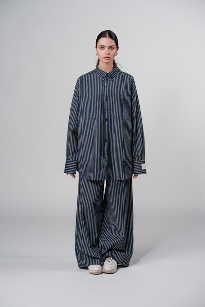 Woven Pants Striped Navy