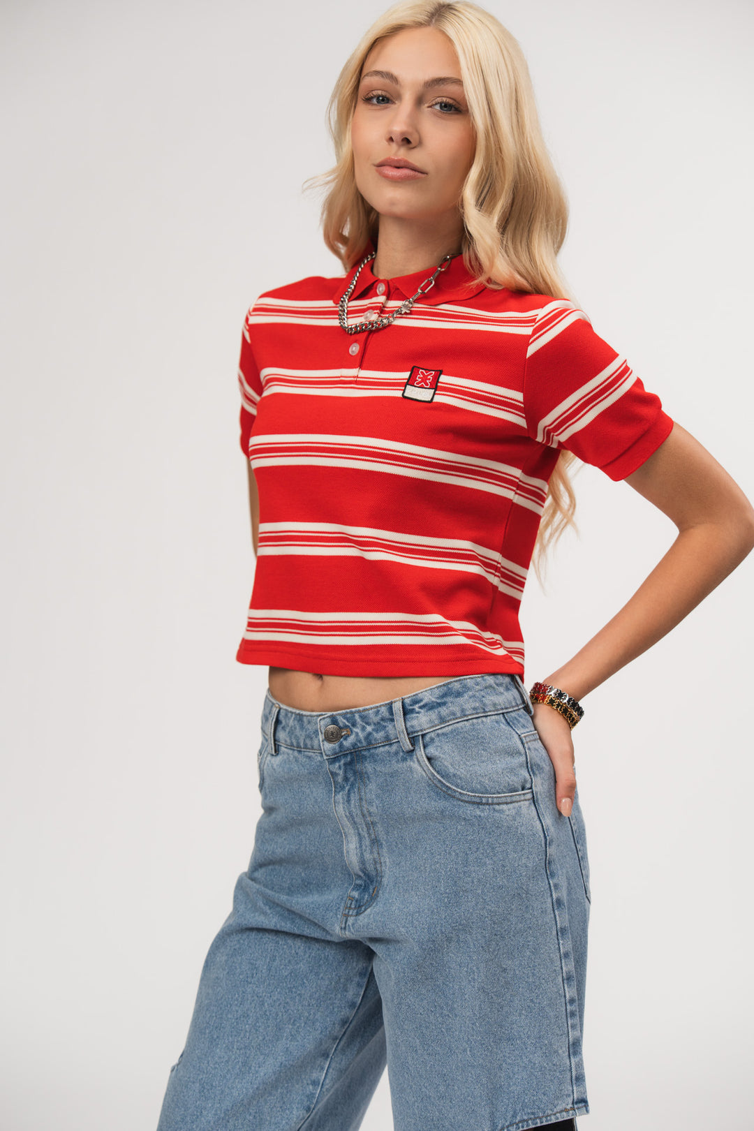 Cropped Knit Poloshirt
