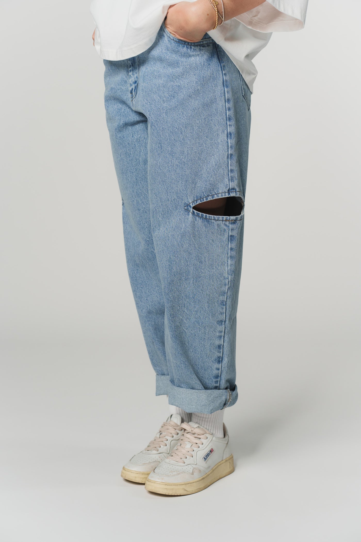 Denim Pants Blue Cut Out Petite