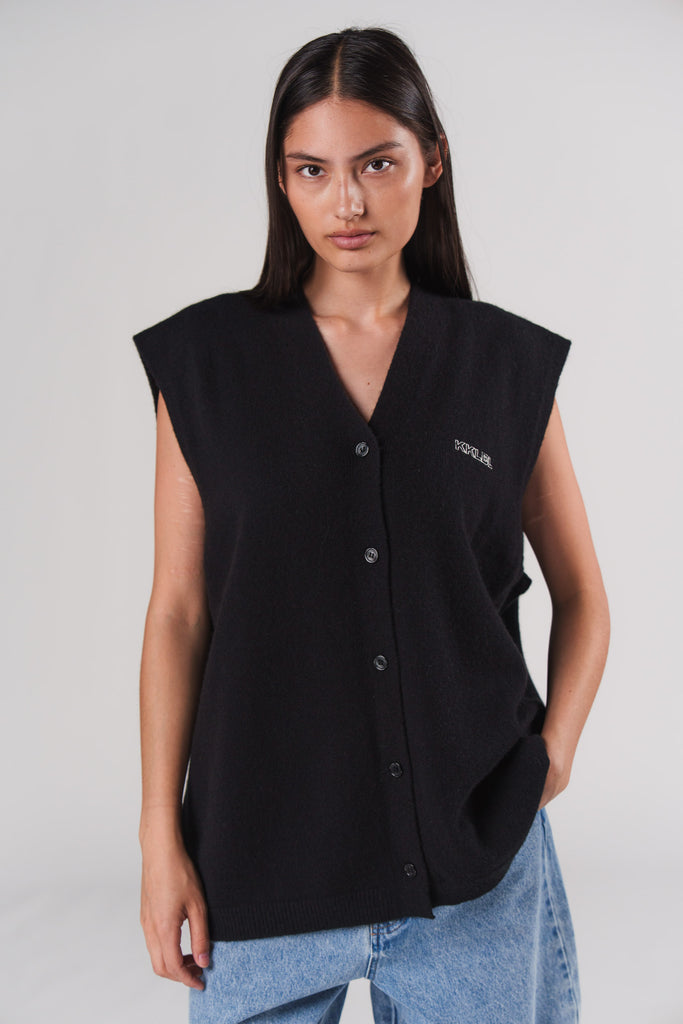 Knit Vest Black Elegante Strickweste Karo Kauer Label