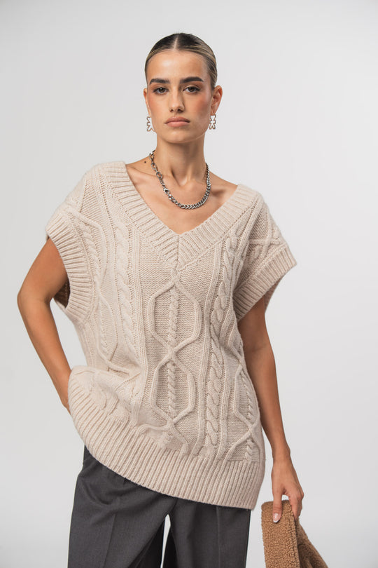 Bild von Knit Vest Beige Melange  aus Story 526 Kollektion