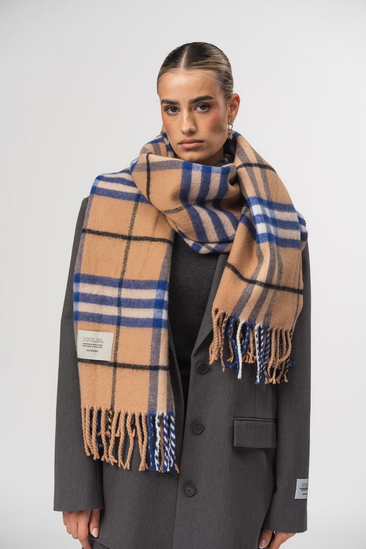 Scarf Checked Royal Blue