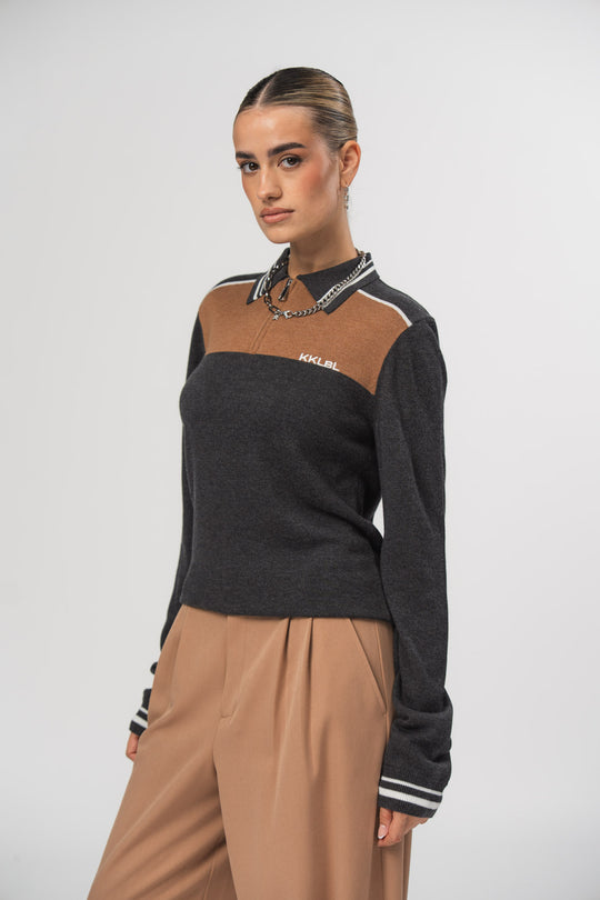 Bild von Knit Poloshirt Dark Grey  aus Story 526 Kollektion
