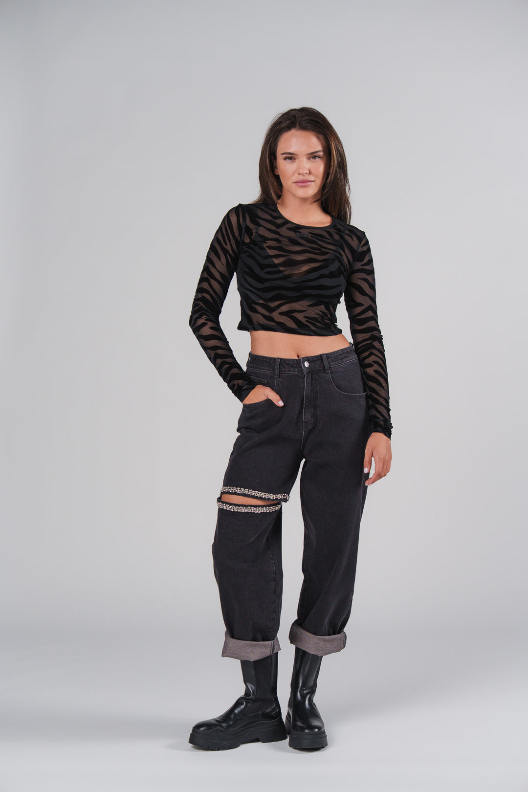 Denim Pants Cut Out Diamond - Karo Kauer Label