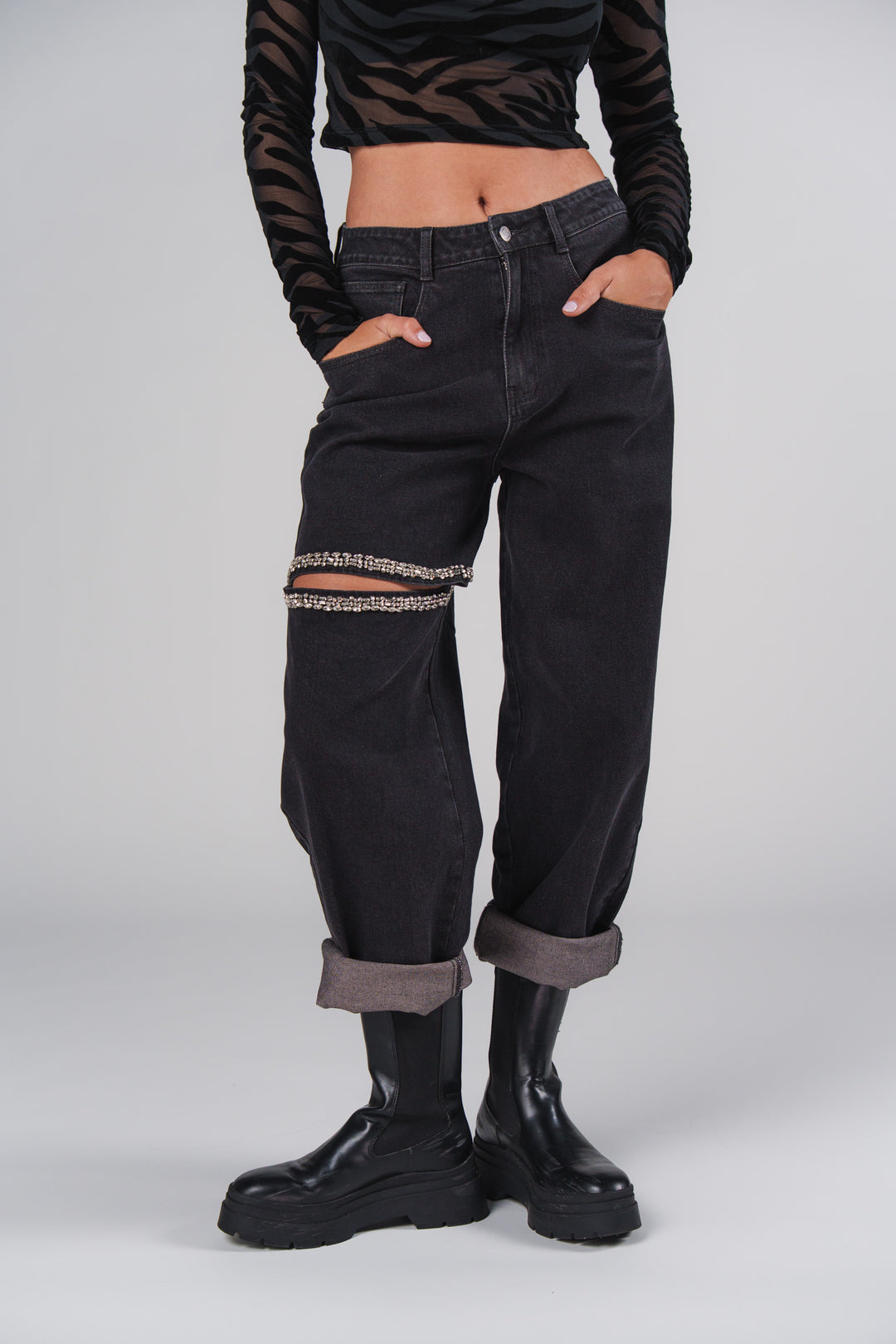 Denim Pants Cut Out Diamond - Karo Kauer Label