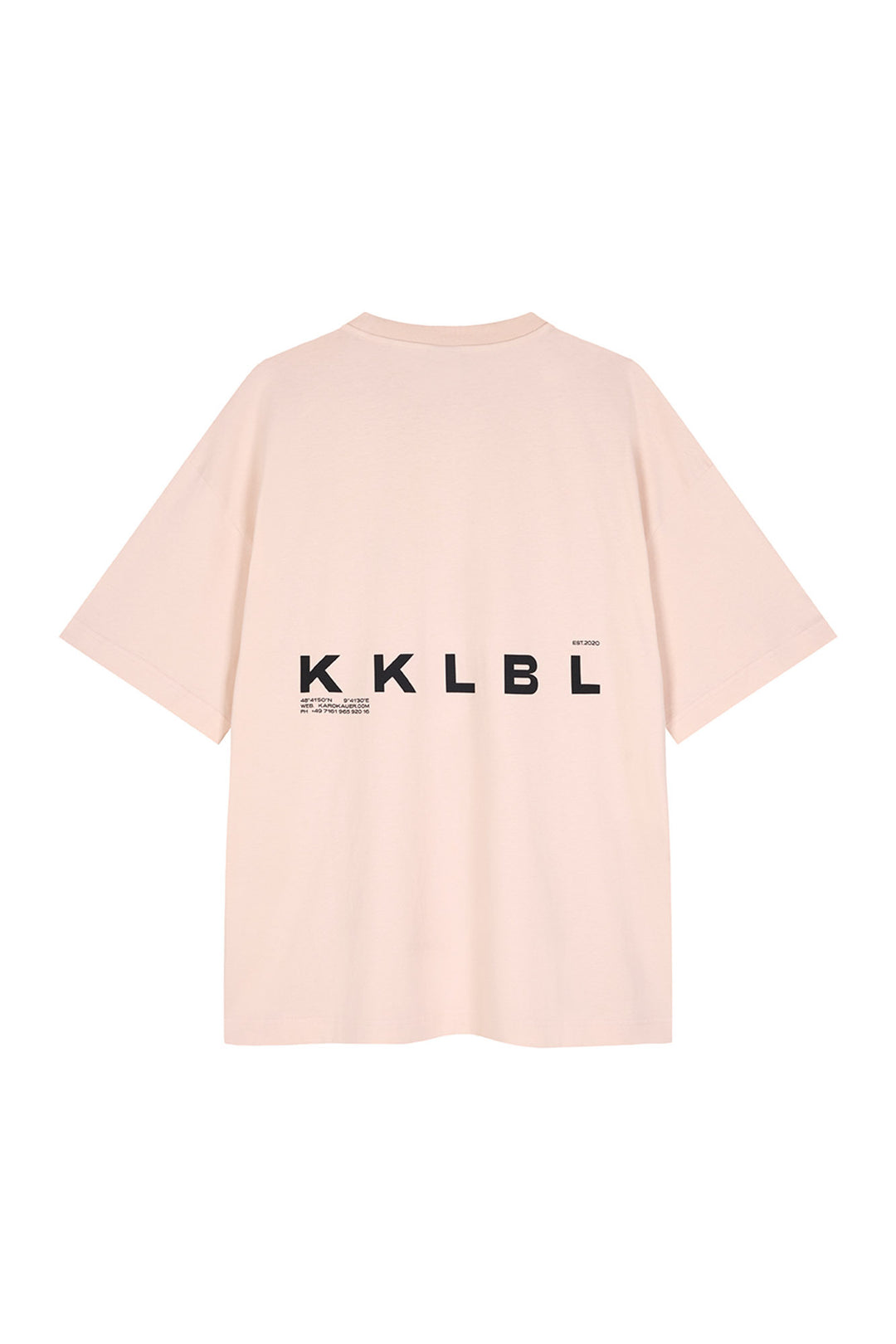Core T-Shirt Pink, Freisteller Rückenansicht, großer KKLBL-Rückenprint, gerade geschnitten und oversized