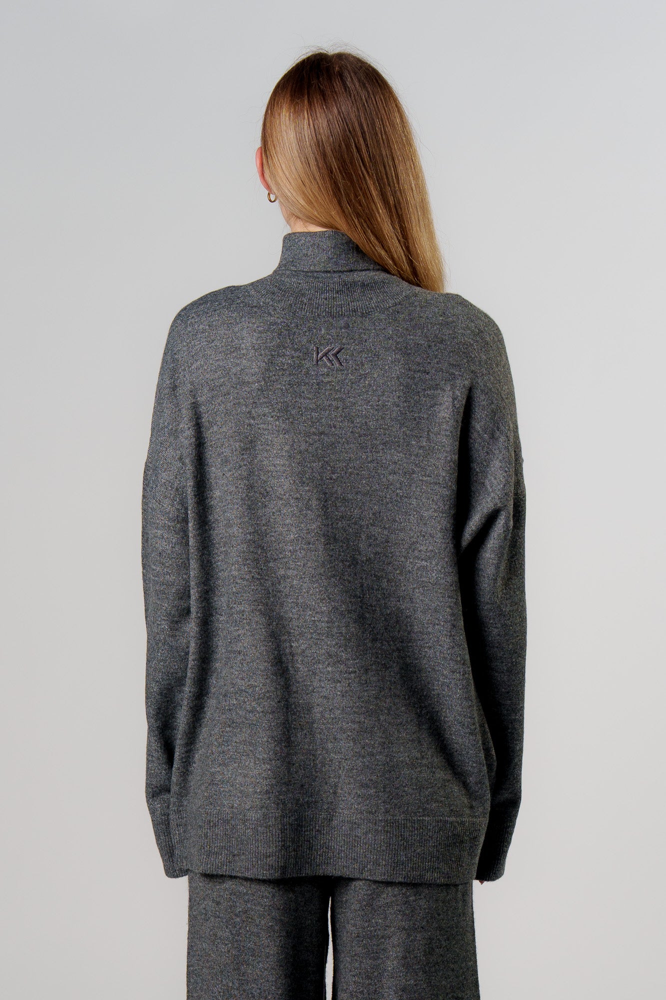 Turtleneck Knit Pullover Dark Grey